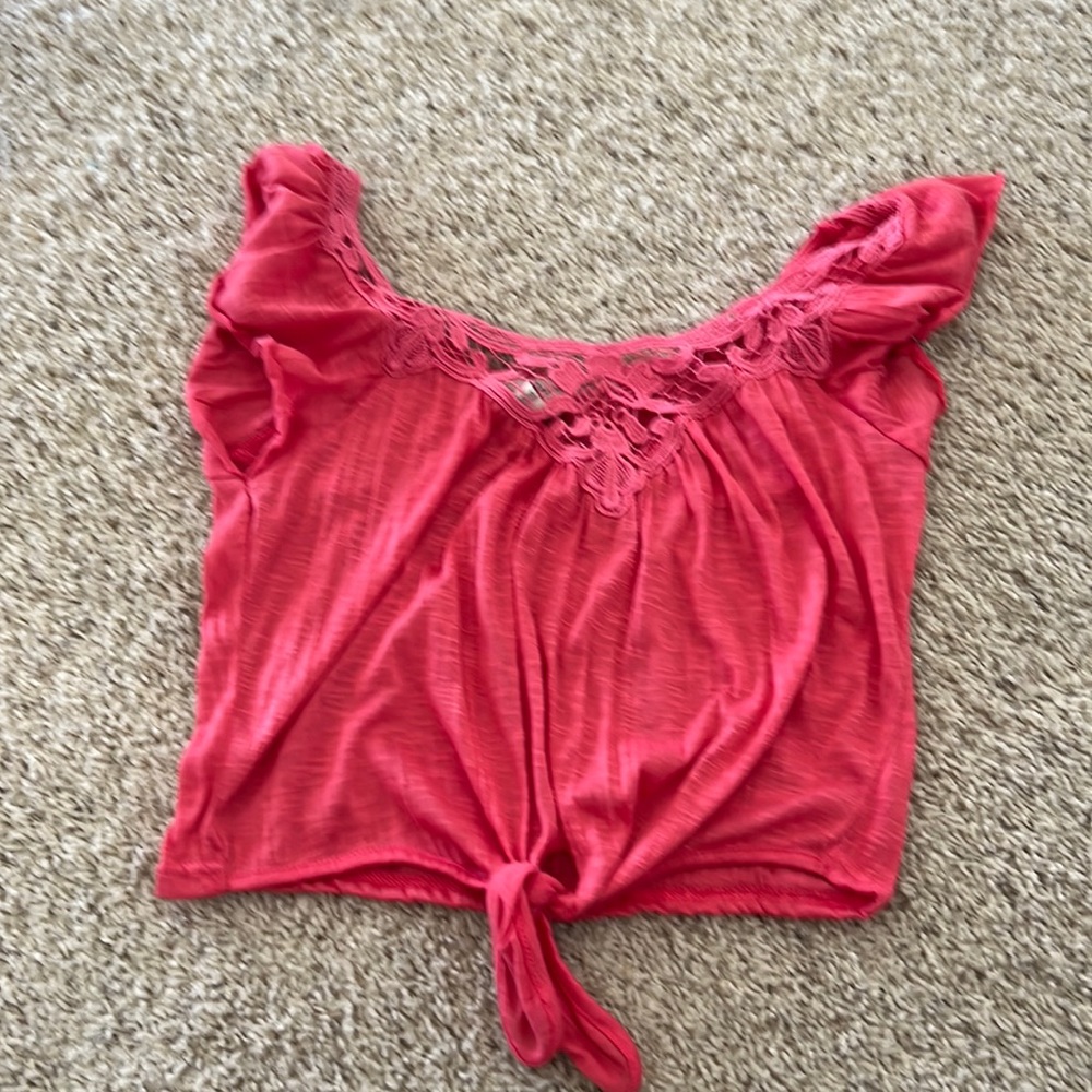American Rag tie waist cap sleeve top blouse